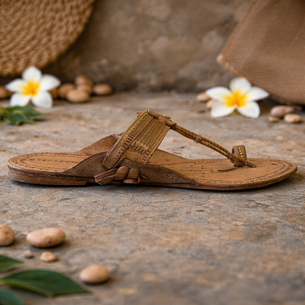 Authentic traditional women Kolhapuri chappal handmade leather side view