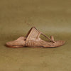 Profile angle authentic premium Kapashi style men’s Kolhapuri leather sandal, intricate weave detailing traditional comfortable luxury organic artistry.