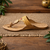 Women authentic Kolhapuri chappal handcrafted leather footwear side view unique design