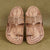 Top angle view men’s original premium Kapashi Kolhapuri chappal leather sandal slipper, detailed weave pattern traditional comfortable organic artistry elegance.