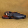 Side view men’s genuine leather Pathani Kolhapuri chappal, handcrafted traditional Peshawari-style ethnic loafer durable comfort.