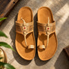 SHOPKOP Cork Kolhapuri Chappal top view featuring traditional Kolhapuri footwear craftsmanship, a Kapashi-inspired leather design, and a modern cork sole for contemporary Indian footwear.